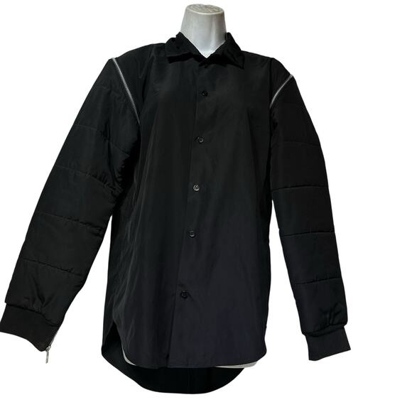 Christopher Shannon Black Hybrid Puffer Sleeve Button Shirt Jacket Men’s Size S - Picture 1 of 7